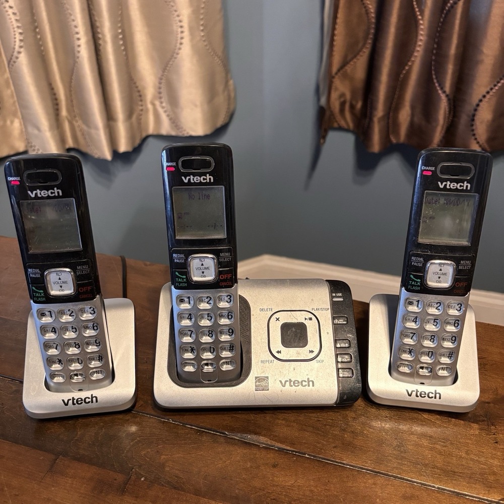 Vtech CS6729-3 Cordless Phone Answering System Caller ID Call Waiting TESTED!